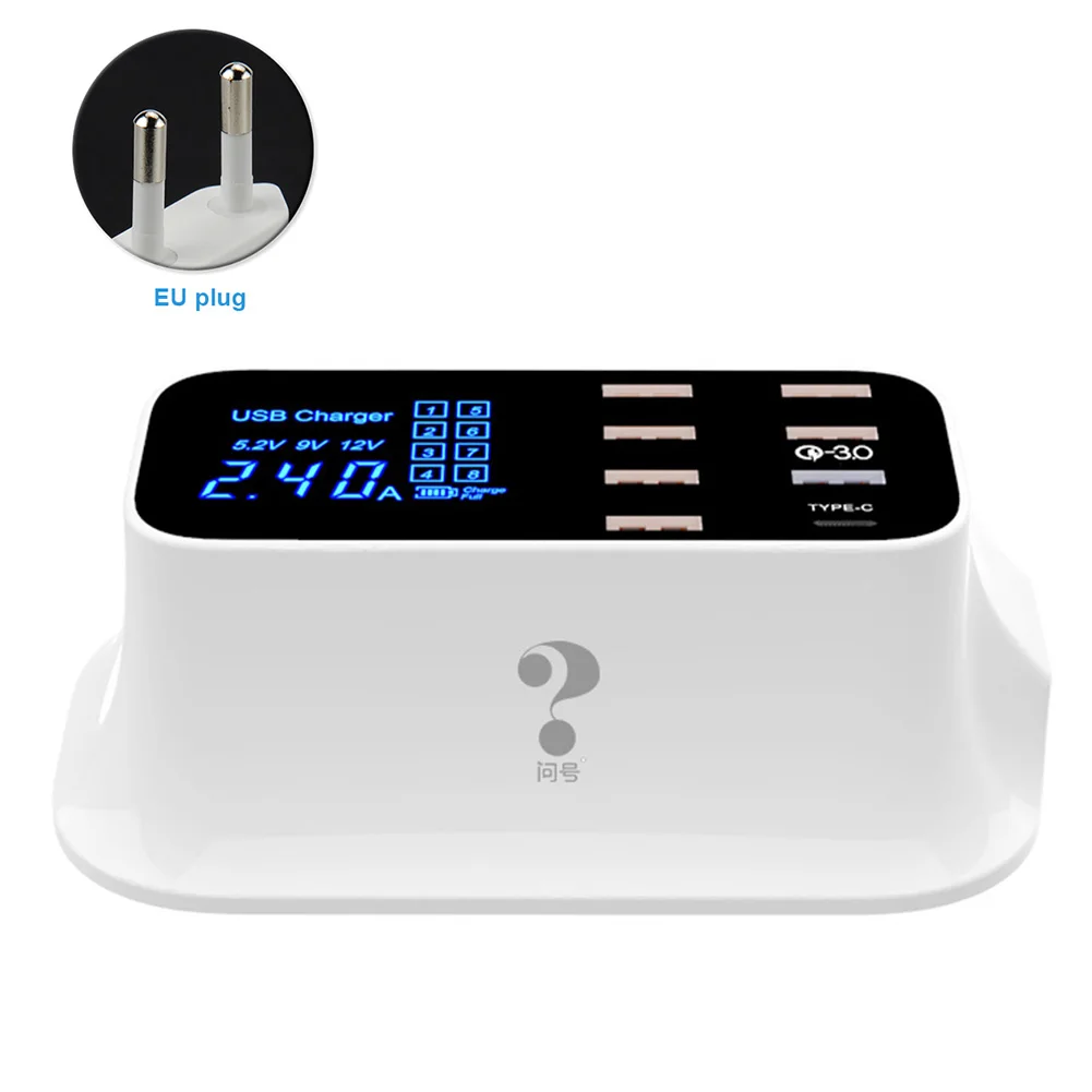 

Desktop Home Travel Digital Display Type-c Power Adapter LCD Office Multi-port Tablet Quick Phone USB Smart Charger