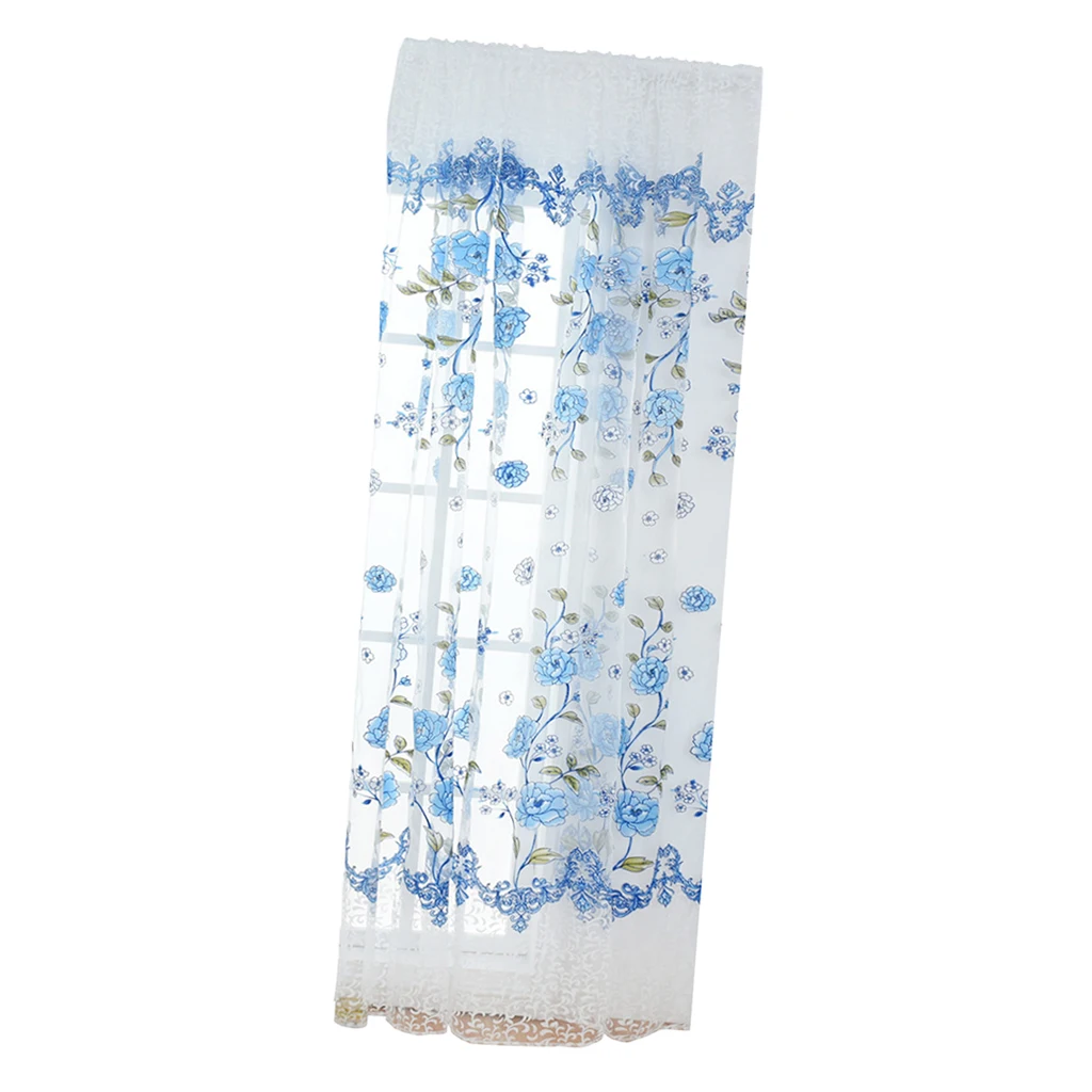 100x200cm Offset Printed Voile Slot Top Panel Tulle Window Blinds Voile Curtains Sheer Curatin Gauze Curtain
