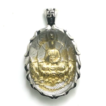 

316L Stainless Steel Godness Guanyin Gold-Color Pendant