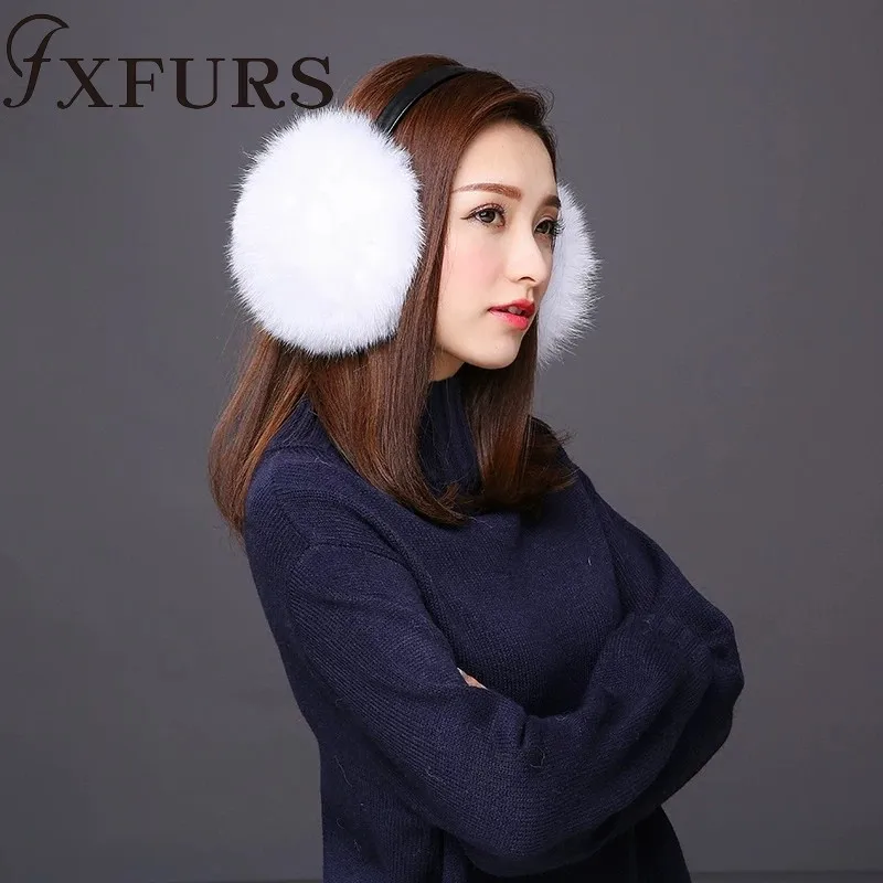 FXFURS Новые Модные Симпатичные негабаритных лиса меховые наушники s Меховые наушники реального меховые наушники