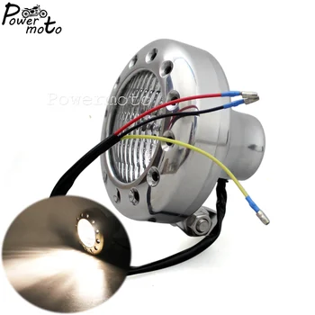 

12V H4 E-MARK Motorcycle Polish Retro Headlight For Harley Chopper Bobber SX650 Glide Cafe Racer HI/LO Beam Headlamp Front Light