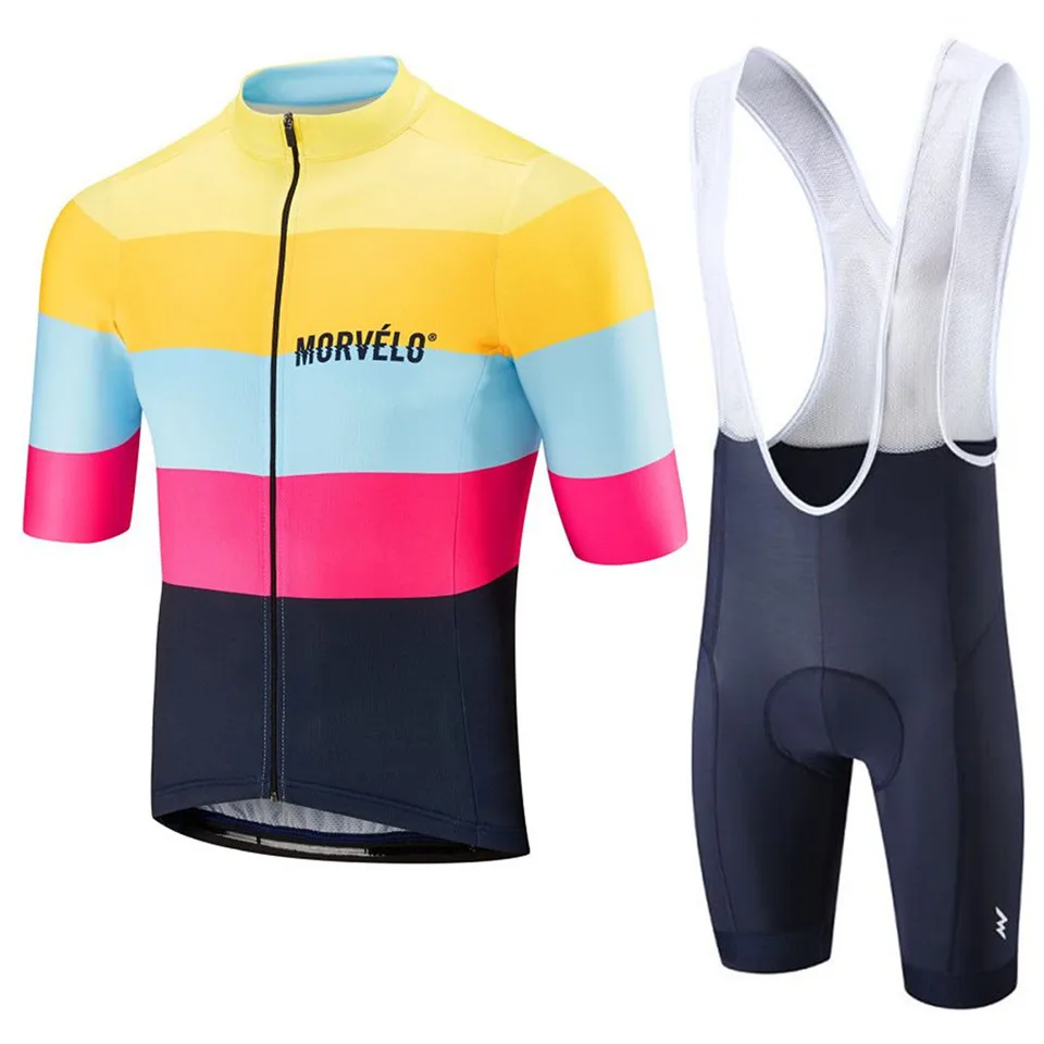 Bib Shorts suit Morvelo майки для велоспорта летний комплект велосипедные шорты комплект Ropa Ciclismo быстросохнущая профессиональная команда Джерси Майо для велоспорта гелевая Подушка 19d - Цвет: Bib Shorts suit