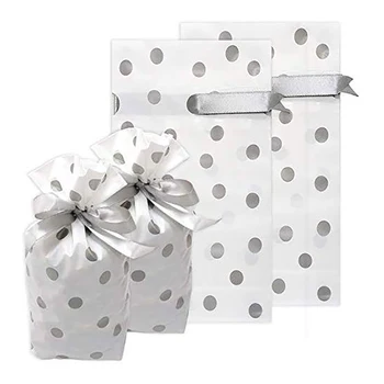 

50 Pack Drawstring Snack Bag PEVA Party Supplies Bag Pouch Biscuit Candy Buffet Gift Box for Wedding Party Bride Engagement Holi