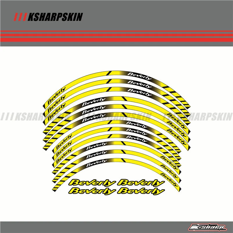 12 X толстый край внешний обод наклейки в полоску колесные наклейки подходят для всех Piaggio beverly 125 250 350 500 16''14'' - Цвет: K-LQT-PAG-BV-03