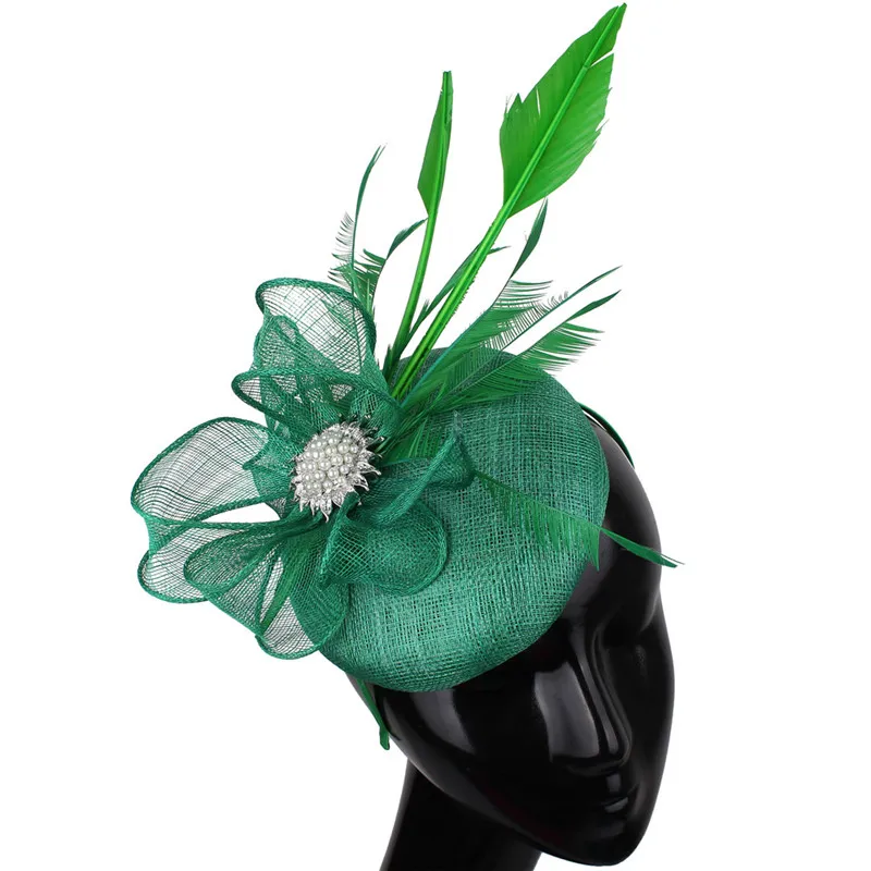Высокое качество, 4 слоя, милый sinamay, винтажная шляпа-чародей, обручи, аксессуар, свадебный головной убор с повязкой на голову, Свадебные вечерние головные уборы - Цвет: Зеленый
