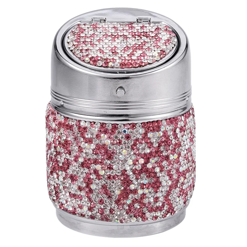 

Luxury Crystal Rhinestones Car Ashtray Cup Holder Metal with Diamond Auto Ashtray Portable High Class Gifts for Women Girls
