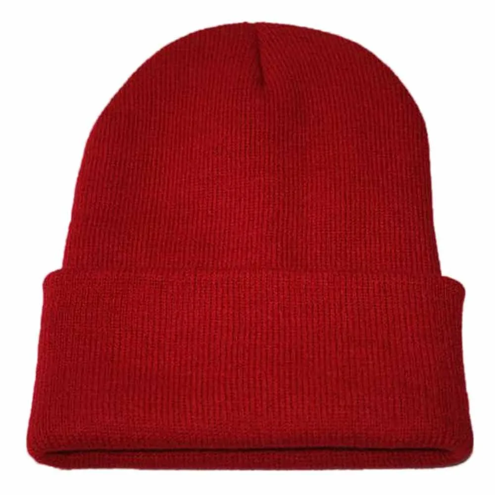 Зимняя вязаная Лыжная шапка с черепом для взрослых, Повседневная шапка в стиле хип-хоп для женщин и мужчин, Шапка-бини унисекс, одноцветная, сохраняющая тепло, эластичные шапки#1210 - Цвет: Wine