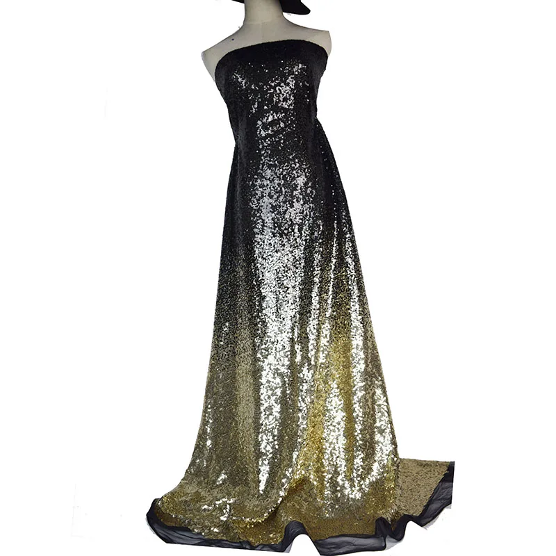 Золотой черный градиент блесток ткань Рождественская блестящая сетка Telas