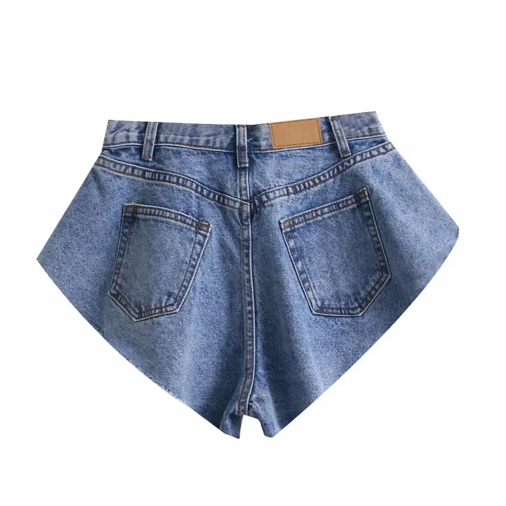 Polsini svasati a vita alta con volant a vita alta pantaloncini di Jeans  corti pantaloni corti di Jeans strappati Jeans corti a gamba larga estivi  Sexy donna|Jeans| - AliExpress