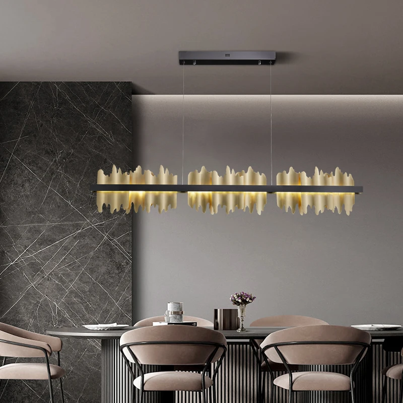 Dining Living Room LED Chandelier Copper Luxury Postmodern Restaurant Long Hanging Light Designer Home Deco New Pendant Lamp