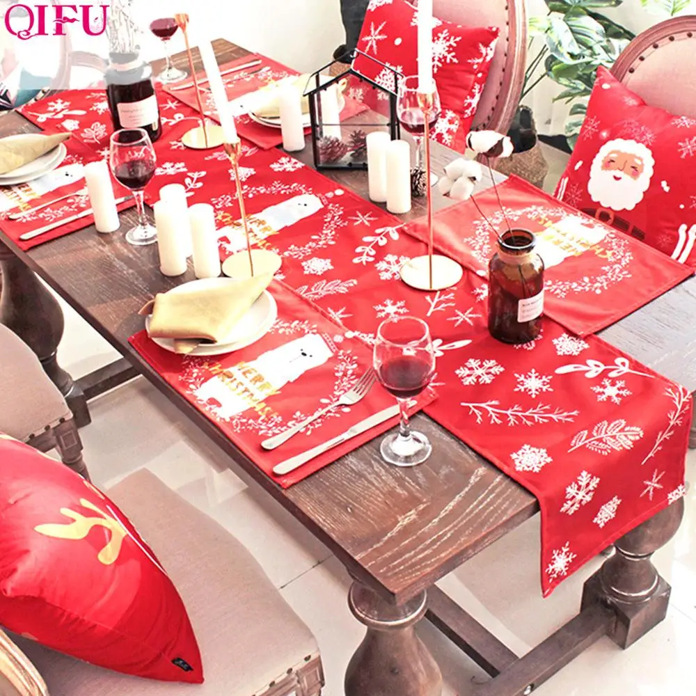 

QIFU Merry Christmas Table Runner Christmas Decorations For Home 2019 Natal Navidad Christmas Placemat Happy New Year 2020 Gifts