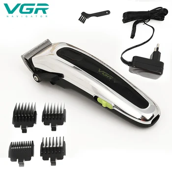 

VGR Rechargeable Electric Clipper Gair Trimming Professional Hair Salon Gradient Push Mark Carving Push Silver Electric Fader