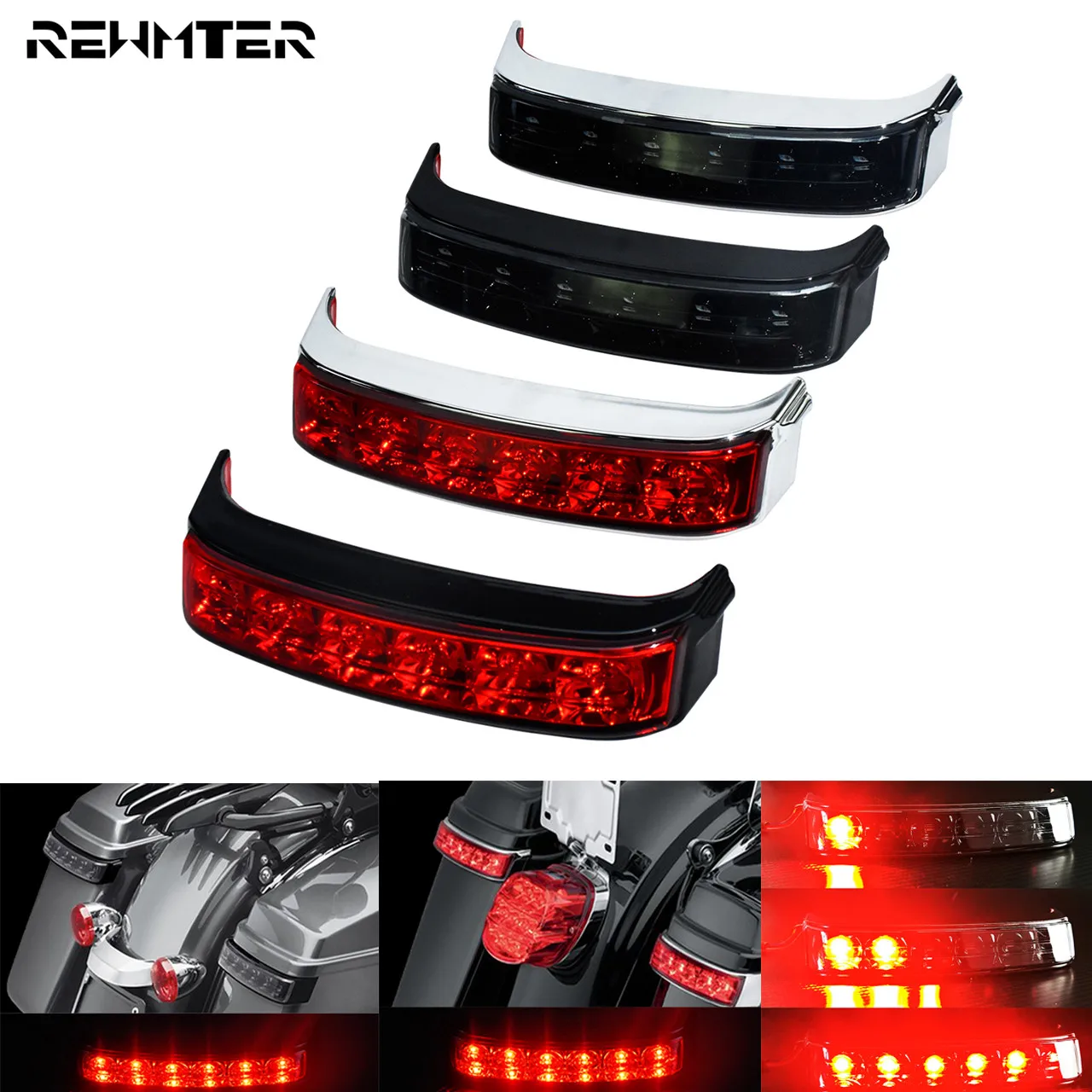 Motorcycle LED Lamp Saddle Bag Housing Tail Run Brake Turn Signal Light Warning Flasher Lights For Harley Touring 2014-19 FLHR