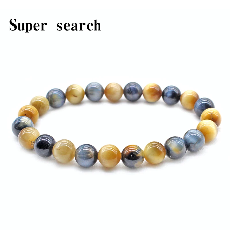 

4mm 6mm 8mm 10mmHigh Quality Blue yellow Tiger Eye Buddha Bracelets Natural Stone Round Beads Elasticity Rope Men Women Bracelet