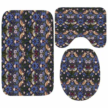 

Home Decor William Morris Strawberry Thief Bath Mat Set William Morris Toilet Rug Carpet Floor Mat for Bathroom Toilet Seat Lid