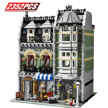 

Technic Architecture Creator Expert Building Blocks Designer City Town Green Grocery Store Building Creators Toys for Adult