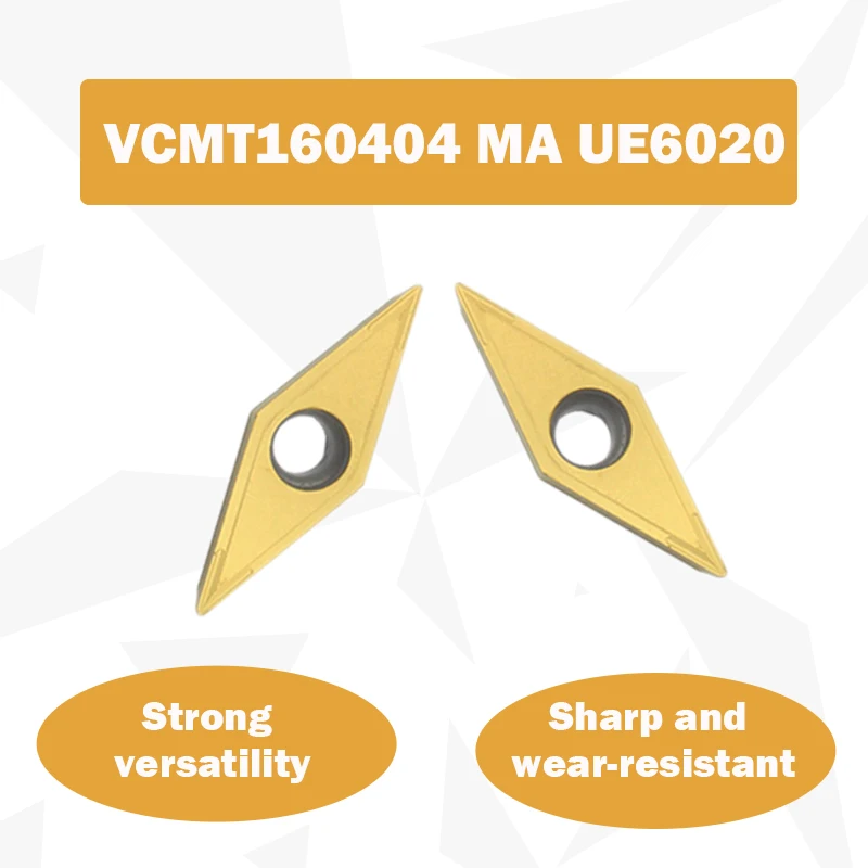 

10PCS VCMT160404 MA UE6020 Carbide Insert Internal Turning Blade CNC Metal Milling Cutter Cutting Machine Lathe Tool Accessories