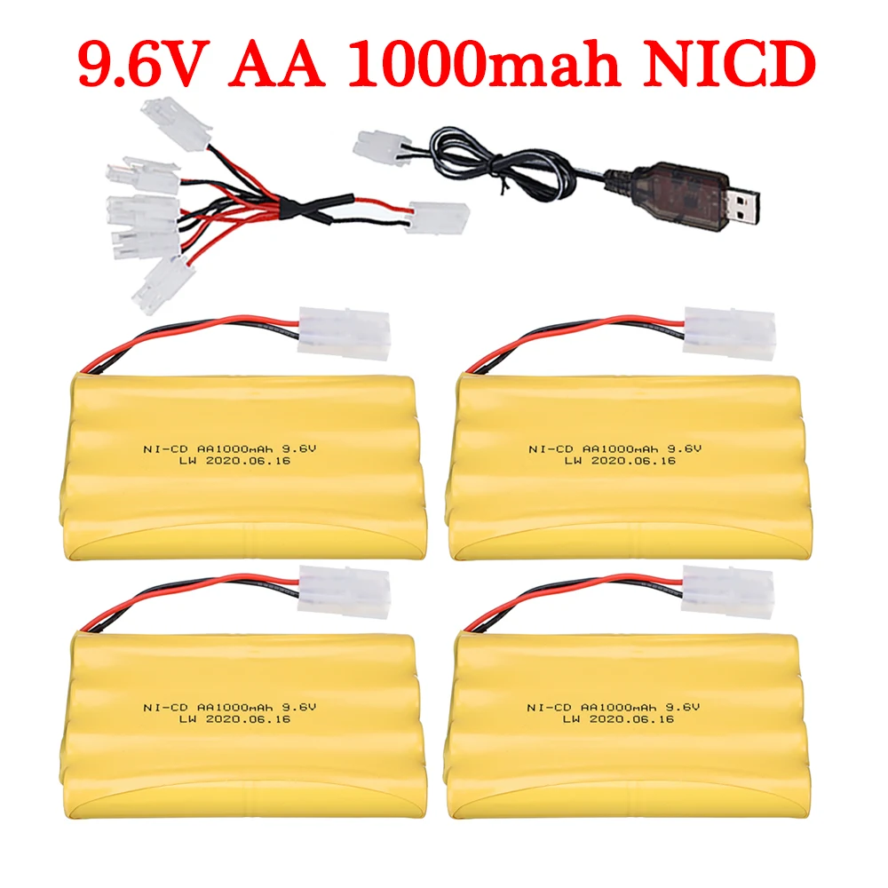 

Ni-CD 9.6v 1000mah Battery + USB Charger For Rc toys Car Tank Train Robot Boat Gun AA 9.6v 700mah Rechargeable Battery Pack