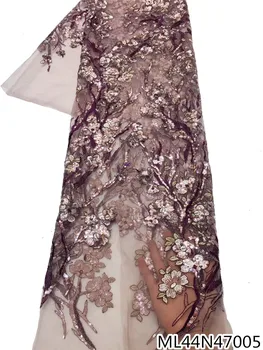 

BEAUTIFICAL Tulle african laces nigerian high quality french party wedding lace sequins lace 5 yards ML44N470