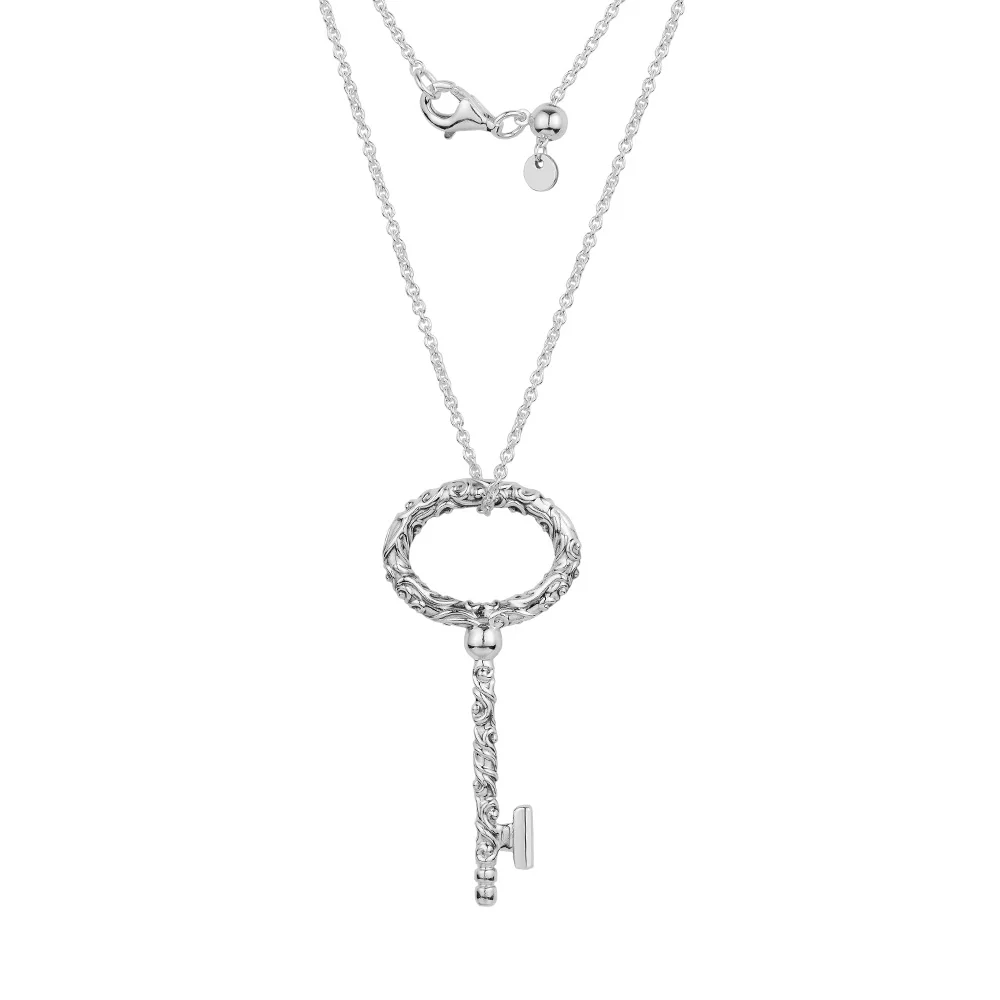 

Regal Key Pendant Necklace Fits Original European Charms Sterling Silver Necklace For Woman DIY Fashion Jewelry