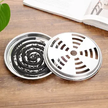 

3pcs Mosquito Coils Holder With Cover Home Safety Mosquito Coils Metal Rack Holder Insect Repellent Box Incenses Burner Holder