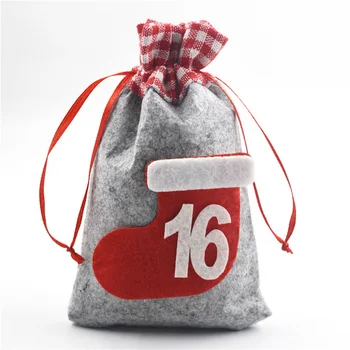 

24 Gift Bags Christmas DIY Advent Calendar Countdown 1-24 Numbers Bag Candy Storage Pouch Party Wedding