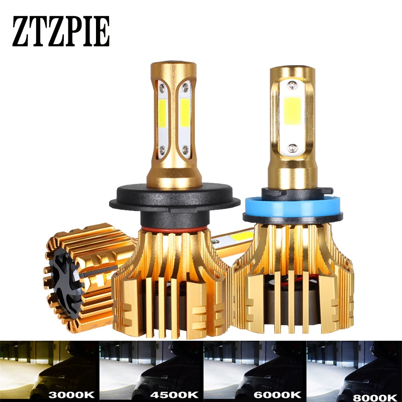 ZTZPIE 3000K 4500K 6000K 8000K 16000LM 9005HB3 H1H9 H8 H4 лампада 12 В Автомобильные светодиодные фары H3 H7 H11