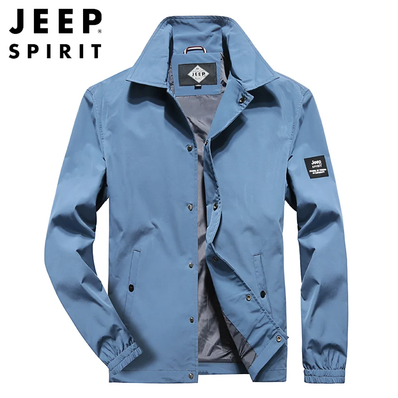 JEEP SPIRIT/Новая Осенняя куртка для мужчин; модная куртка-бомбер с отложным воротником; ветровка; тонкая куртка для мужчин; большие размеры; M-4XL куртка