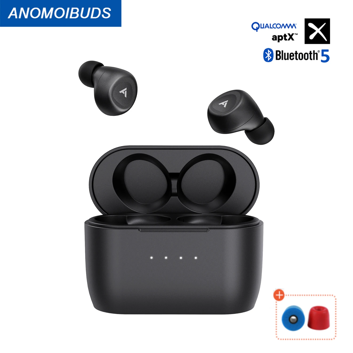 Anomoibuds Qi Charging Aptx Wireless Earphone Bluetooth Headphones Tws Wired Earbuds with CVC 8.0 ANC Touch Key Two Micphones
