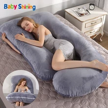 Oreiller de soutien pour femmes enceintes, coussin en forme de J, 100% coton, pour soutenir le sommeil et l'allaitement