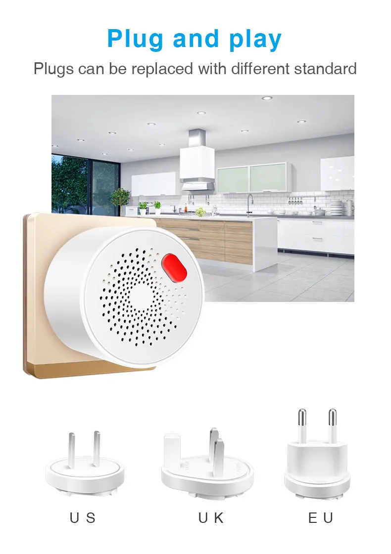 wi fi sensor de vazamento de gás tuya detector vazamento de gás som alarme combustível inteligente casa segurança alarme plug opcional
