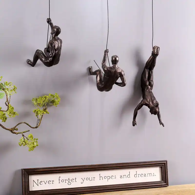 Creative Rock Climbing Men Sculpture Wall Hanging Decorations Resin