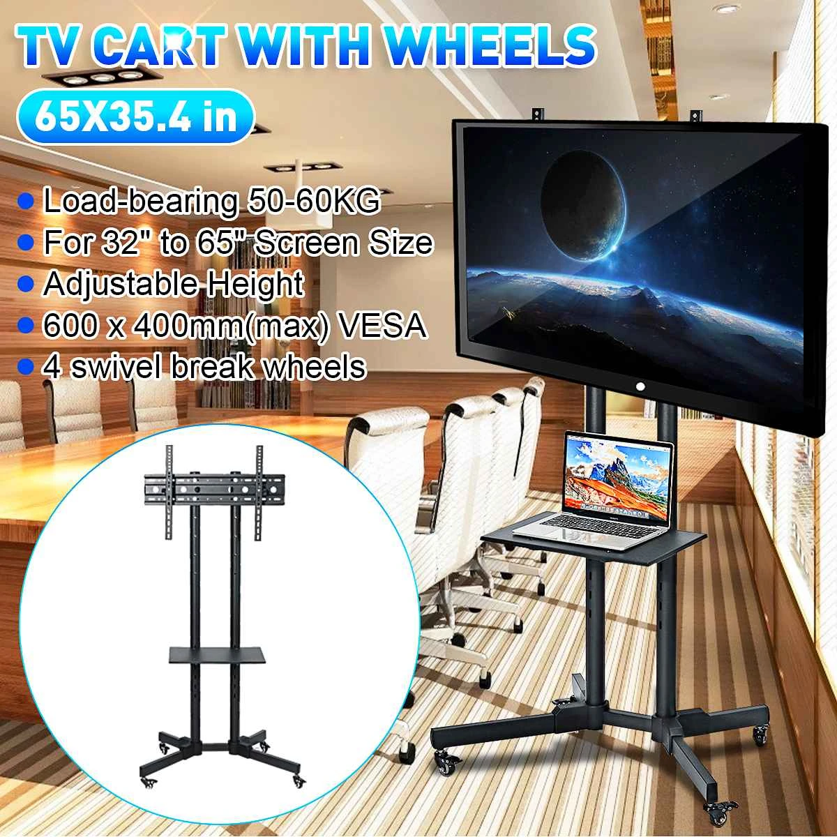 Carrito de Universal de elevación libre, con ruedas móviles y estante AV ajustable para cámara, 32 65 pulgadas, LCD, Plasma|Soporte de TV| -
