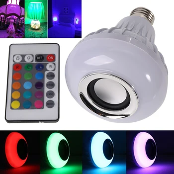 

E27 Smart LED Bulb Bluetooth Music Playing With Remote Control AC85-265V RGB Light Wireless Audio Speaker Dimmable Lamp