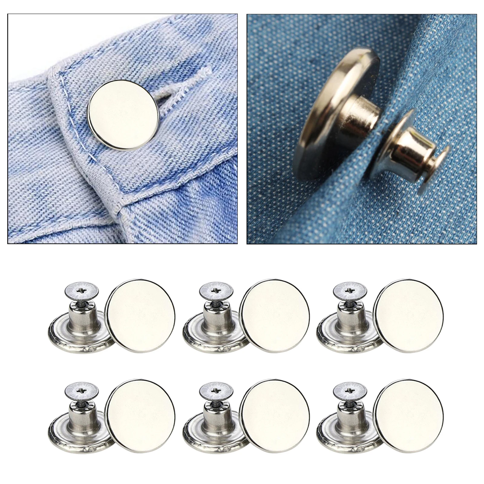 Pack of 12 17mm Jeans Buttons Repair Studs No Sewing Button Waist
