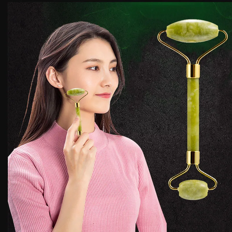 

Double Heads Jade Natural Stone Facial Massage Roller Lift Hands Body Relaxation Slimming Beauty Health Skin Care Tools