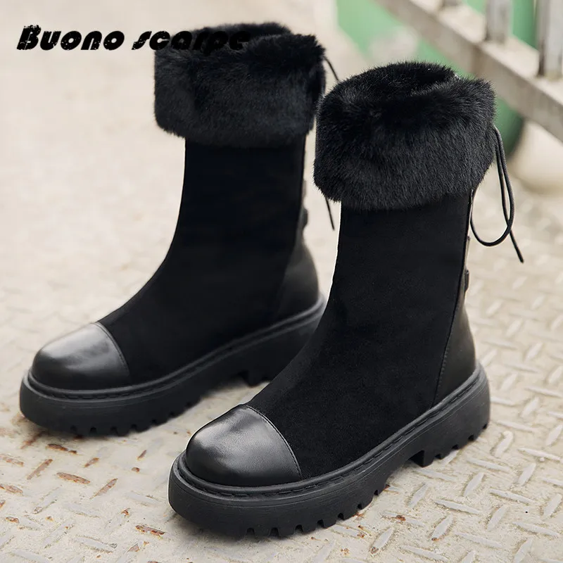 2020Autumn Winter New Female Snow Boots Thick Bottom Real Fur Boots Plush Warm Boots Flat Bottom zipper Shoes Ladies Ankle Boots