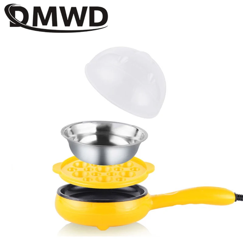 DMWD Multifunction Mini Egg Omelette Pancake Electric Non-Stick Fried Steak Frying Pan Boiled Eggs Boiler Cooker Food Steamer EU