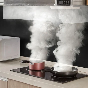 

Transparent Range Hood Baffle, Cooktop High Temperature Resistant Self-adhesive Oil Shield