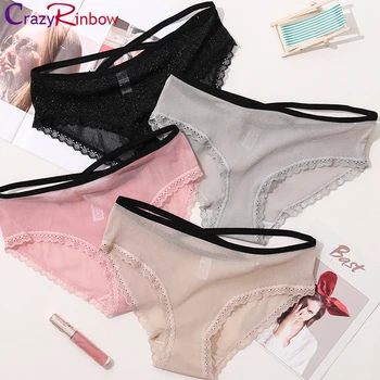 

3 Article with sexy lace underwear female waist ms hot ice silk yarn transparent hollow out fork ms waist in cotton