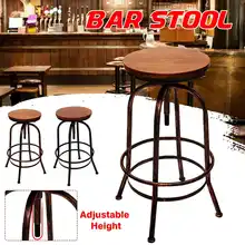 Taburete de Bar clásico Industrial Retro Silla de barra de madera maciza silla altura ajustable taburete alto moderno cocina Silla de comedor Decoración