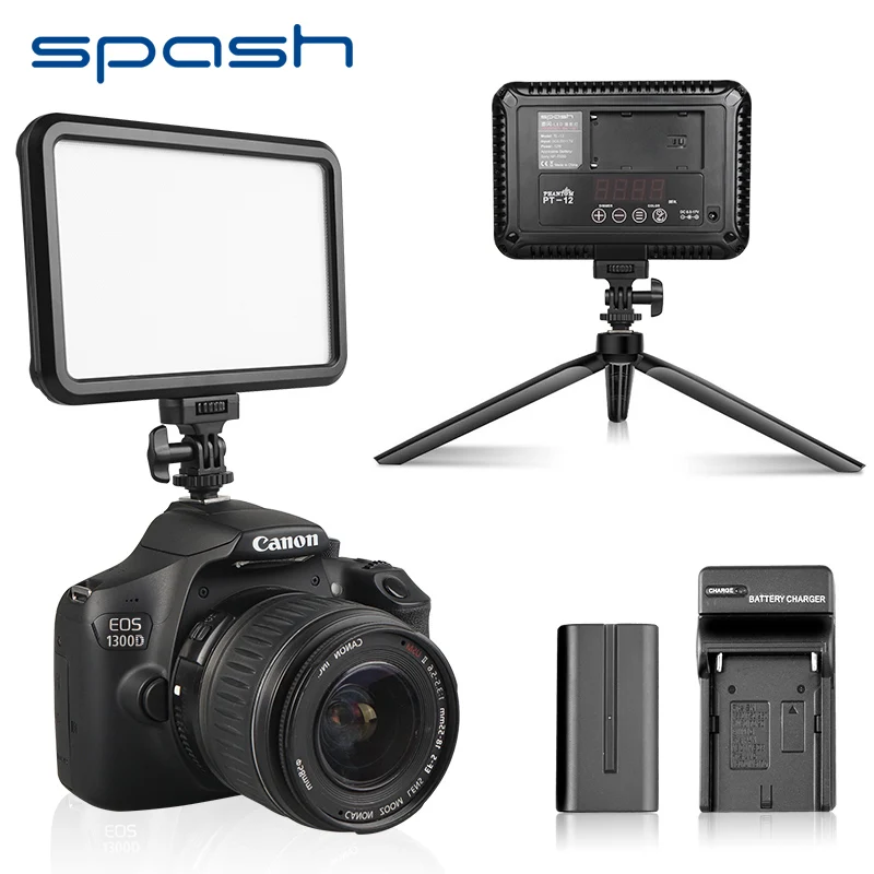 

spash TL-12 LED Video Light Photography Lighting On Camera Hot Shoe Bi-Color Dimmable Vlog Fill Light Lamp for DV Camcorder