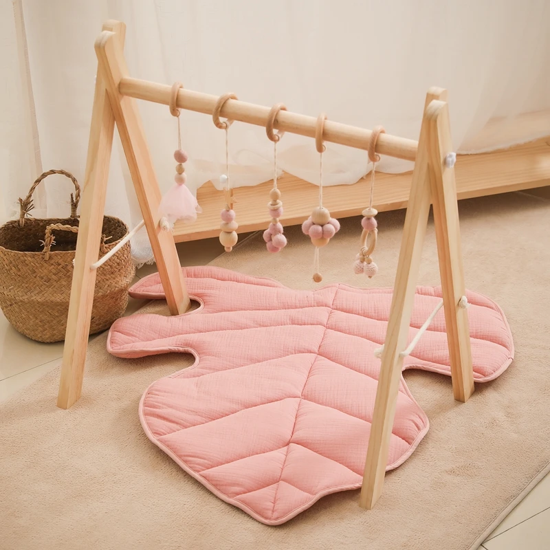 BAYORE Baby Spielmatte - Baumwoll-Krabbeldecke Mit Blatt-Design 72x49cm