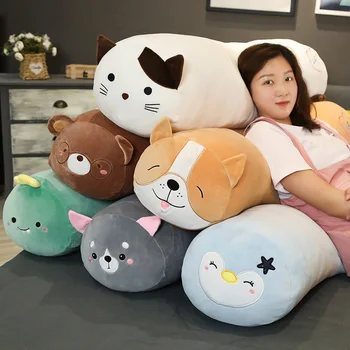 

65/85cm Cartoon Animals Penguin Dinosaur Teddy Bear Dog Shiba Inu Cat Plush Toys Stuffed Long Sleep Pillow Doll for Girls Gift