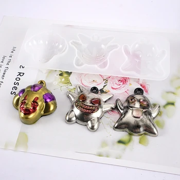 

Crystal Epoxy Resin Mold Clown Devil Sun Flower Halloween Pendant Silicone Mould