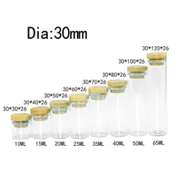 10ml 15ml 20ml 25ml 35ml 40ml 50ml Glass Bottle with Bamboo Lid Empty Leak proof Airtight Food Storage Clear Bottle Jars 50pcs 1