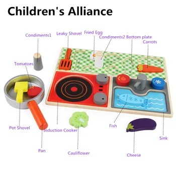 

Wooden children's house, kitchen toys, vegetables, fruits, toy sets, boys and girls, simulated cooking