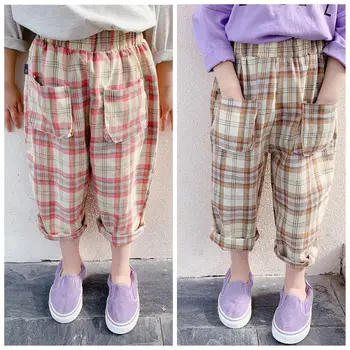 

2020 New Style Girls Plaid Harem Pants Spring Fashion Baby Girls Long Pants 1-6 Years