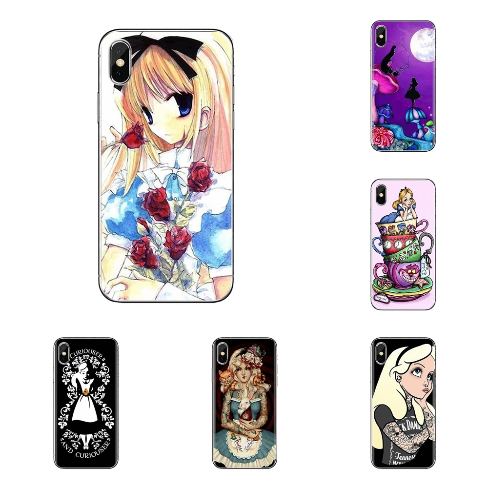 Transparent Soft Covers For iPod Touch Apple iPhone 4 4S 5 5S SE 5C 6 6S 7 8 X XR XS Plus MAX Tattooed Girls Alice in Wonderland |