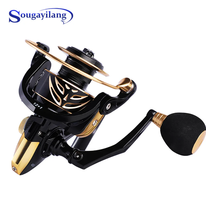

Souganyilang 1000-4000 Spinning Reel Max Drag 12kg Reel Fishing 5.2:1 High Speed Metal Spool Carp Feeder Fishing Reels Pesca